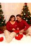 New Year Red Color Heart Emblem Battal Size Pajama Set (2Xl-5Xl Size Range) - 3