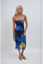 Multi Marcella Patterned Strapless Dress 2574-08 R5-E-K3 - 4