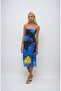Multi Marcella Patterned Strapless Dress 2574-08 R5-E-K3 - 3