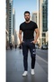 Men's Slim-Fit Chinos with Graphic Patch Details - 3