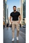 Men's Slim-Fit Chinos with Graphic Patch Details - 2