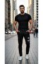 Men's Slim-Fit Chinos with Graphic Patch Details - 2