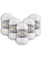 (5 Pieces) Velluto Velvet Hand Knitting Yarn 5 Pack (5X100 Gr) 55 White 100 Gr 68 Meters