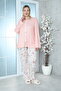 Viscose Plus Size Patterned Melisa Orange Pajama Set 100% Cotton - 3