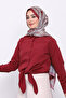 Claret Red Single Pocket Front Tie Shirt - 3