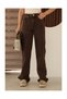 Women's Coffee Color High Waist Wide Leg Palazzo Jean Pants - 4