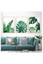 ALAYRA Modern Abstract Wall Art Tropical Leaf Monstera Leaf Palm Green Leaves Canvas Painting Posters Print Wall Pictures For Living Room Home Decoration,A/No Frame,/3Pcs50X70 CM - 2