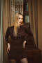 Orlina Backless Jersey Brown Dress - 3