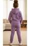 Girl's Hooded Piece Tracksuit Set Lilac – Printed , 100% Cotton, Kangaroo Pocket, Casual Sports Set - 8