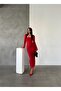 Women's Draped Sandy Lined Tulle Long Dress |   Square Neck Long Sleeve - 5