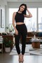 Single Color 1 Set Sleeveless No Pocket Fleece Bottom Top Pajama Set