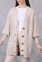 Women’s Knit Cardigan 5-Button Braided Cardigan Stone