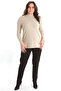 Plus Size Women's Half Fisherman Beige Blouse