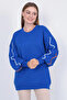 Women's Knitwear Sweater Sleeve Striped Cobalt Blue - 5