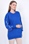 Women's Knitwear Sweater Sleeve Striped Cobalt Blue - 4