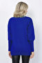 Women's Knitwear Sweater Crew Neck Leaf Patterned Sleeve Rhinestoned Oversize Cobalt Blue - 4