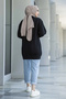 Women's Hijab Knitwear Cardigan 5-Button Hair Knitted Cardigan Black - 4