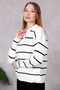 Women's Polo Collar Oversize Striped Zippered Knitwear Sweater Ecru - 5