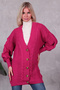 Women's Hijab Knitwear Cardigan 5-Button Hair Knitted Cardigan Fuchsia - 3