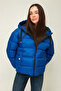 Women's Cobalt Hooded Padded Windproof Puffer Winter Coat