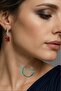Brass Silver Color Red Square Zircon Stone Women's Earrings