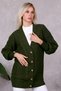 Women's Knitwear Cardigan 5 Button Knitted Patterned Cardigan Khaki - 6