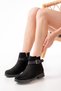 Zri̇n-204 Premium Black Suede Buckle Zippered Casual Women's Boots - 3