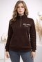 Women's Mock Neck Half Zipper Fleece-Lined İtali Two Thread Sweatshirt - 3