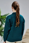 Women's Polo Neck Oversize Striped 4 Button Knitwear Sweater Green - 4