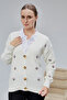 Women's Knitwear Cardigan Flower Embroidered Standard Size Ecru