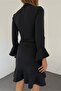Women's Stand Collar Long Sleeve Skirt Ruffle Mini Dress - 8