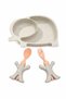 Elephant Cream Food Set with Spoon 3 Piece Baby Food Set Food Plate Set Children's Breakfast Plate - 2