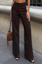 Women's High Waist Denim Pants Bitter Brown - 5