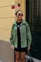 Women's Oversize Long Sleeve Double Pocket Jacket Shirt Washable Khaki - 6