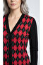 Badalona Women's Slim Fit Diamond Jacquard Buttoned Classic Cardigan - Black - 4
