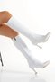 Women's White Faux Leather Skin Pointed Toe Thin Heeled Comfortable Boots