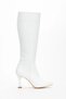 Women's White Faux Leather Skin Pointed Toe Thin Heeled Comfortable Boots - 4