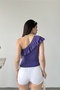 Women's One-Shoulder Ruffle Detailed Blouse Purple - 8