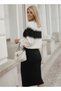 Women's Black Pocket Detail Skirt Sweater Knitwear Double Set - 5