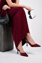 Siena Women's Stiletto Pointed Toe Open Back Strap Heeled Shoes Burgundy - 2