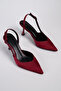 Siena Women's Stiletto Pointed Toe Open Back Strap Heeled Shoes Burgundy