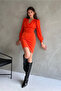 Women's Degaje Collar Balloon Long Sleeve Mini Dress Orange