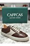 Genuine Leather Brown Beige Combination Handmade Sneaker Men's Shoes 03-300