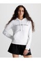 Hooded Collar White Women's Sweatshirt