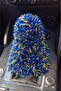 Yellow Navy Blue Long Furry Plush Car Gear Shift Boot Tassel |   Soft Textured |   Compatible with All Vehicles - 6
