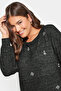 Plus Size Crew Neck Stone Detailed Long Sleeve Blouse302622 - 5
