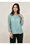 Women's Crew Neck Three Quarter Sleeve Floral Guipure Plus Size Curve Blouse - 5