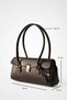 Women's Bitter Brown Baguette Leather Hand and Shoulder Bag with Lock Closure - 3