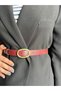 Desire Ring Patterned Faux Leather Women's Antique Vintage Buckle Belt Coat Belt Dress Pants Belt