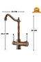Rustic Antique Finished 3-Way Kitchen Sink Faucet Brass Luxury Tap with Guaranteed Porcelain Handle Armature - 7